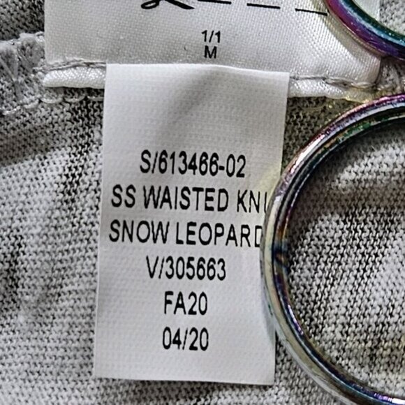 Old Navy Shirt Dress Womens M Beige Snow Leopard Cinched Waist SS Summer Cottage - Picture 13 of 16